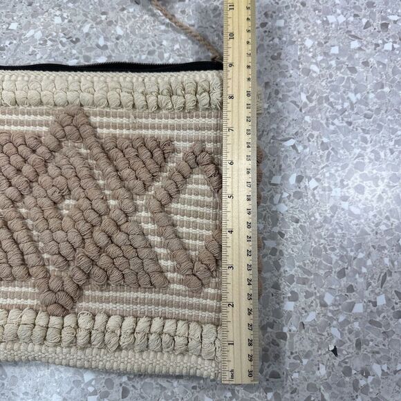 Ink + Alloy Boho Woven Clutch Tassel Zip Pouch Neutral Beige‎ Taupe - Picture 11 of 12